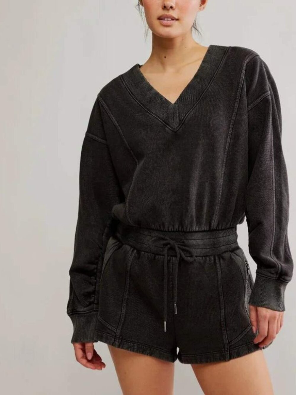 NWT Free People Movement Romper Sz XL Black Athleisure Sporty Streetwear Slouchy